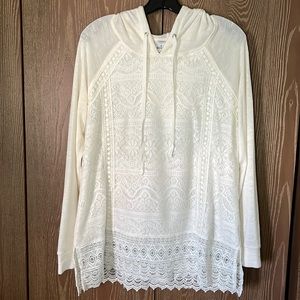 NWOT cream lace hoodie